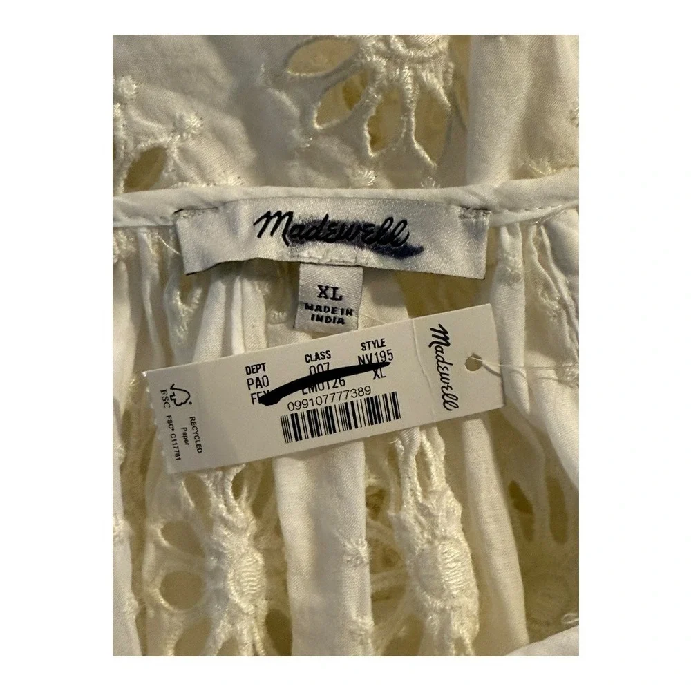 Madewell Cream Eyelet Puff Sleeve Blouse